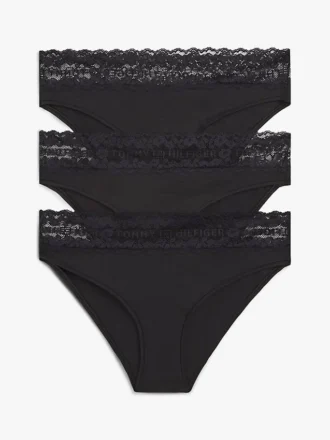 3-pak majtek bikini z koronkową lamówką