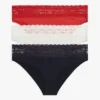3-pak majtek bikini z koronkową lamówką 3-pak majtek bikini z koronkową lamówką