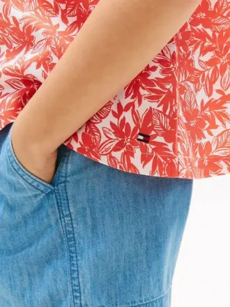 Bluza dziecięca z tropikalnym nadrukiem i bufiastymi rękawami