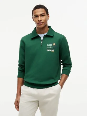 Bluza polo z kwiatowym logo i zamkiem 1/4