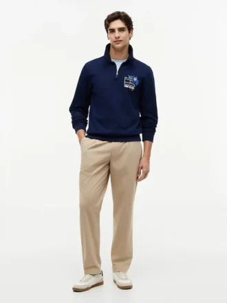 Bluza polo z kwiatowym logo i zamkiem 1/4