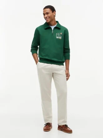 Bluza polo z kwiatowym logo i zamkiem 1/4