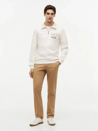 Bluza polo z kwiatowym logo i zamkiem 1/4