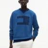 Bluza raglanowa z logo flagi, barwiona na kolor indygo Bluza raglanowa z logo flagi, barwiona na kolor indygo