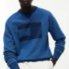 Bluza raglanowa z logo flagi, barwiona na kolor indygo Bluza raglanowa z logo flagi, barwiona na kolor indygo