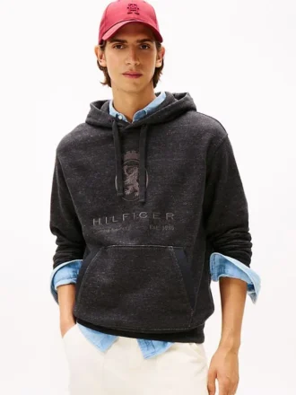 Bluza z kapturem Hilfiger Crest Logo w stylu melange