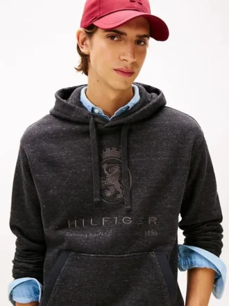 Bluza z kapturem Hilfiger Crest Logo w stylu melange