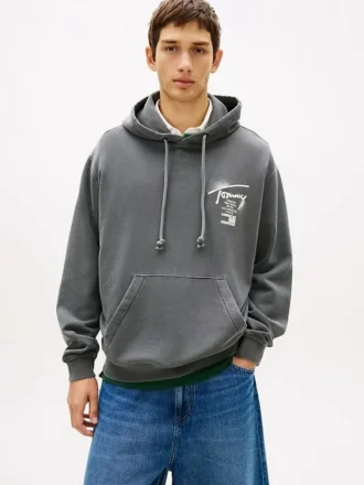 Bluza z kapturem Tommy Jeans z logo wykonanym techniką sprayu