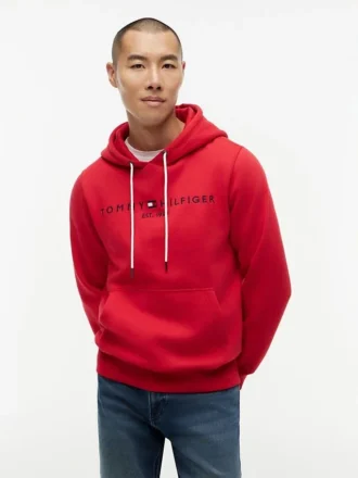 Bluza z kapturem z haftowanym logo Tommy
