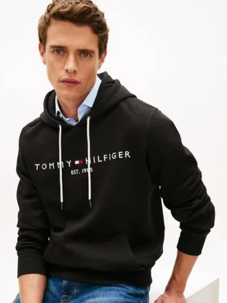 Bluza z kapturem z haftowanym logo Tommy
