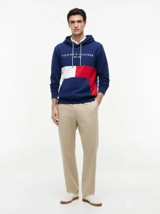 Bluza z kapturem z haftowanym logo Tommy w stylu colorblock
