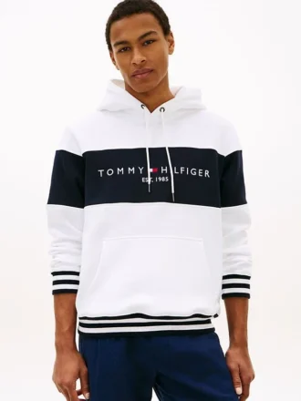 Bluza z kapturem z logo w stylu colorblock