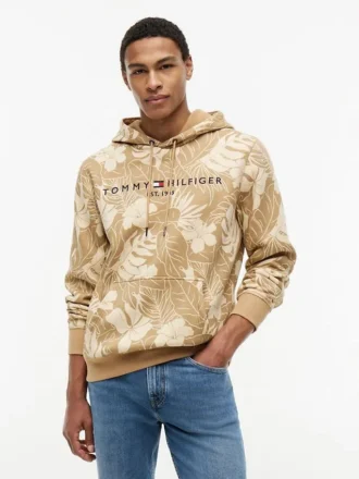 Bluza z kapturem z nadrukiem tropikalnym Bluza z kapturem z nadrukiem tropikalnym