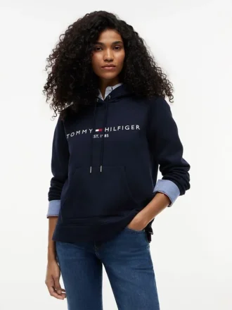 Bluza z kapturem z polaru z logo Tommy