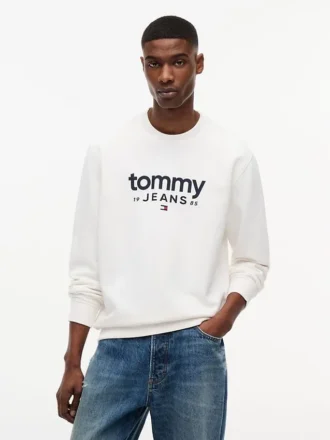 Bluza z logo Tommy Jeans z zamszowego materiału