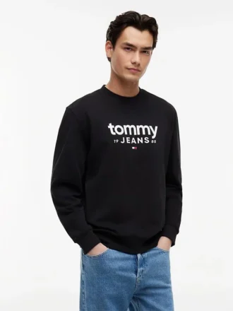 Bluza z logo Tommy Jeans z zamszowego materiału