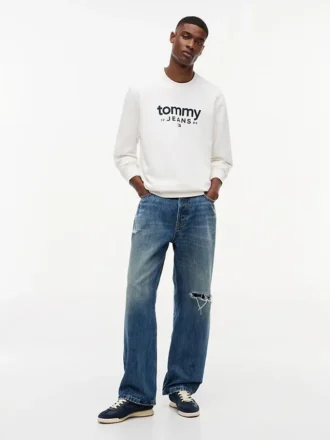 Bluza z logo Tommy Jeans z zamszowego materiału