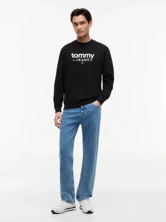 Bluza z logo Tommy Jeans z zamszowego materiału