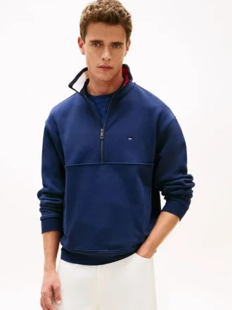 Bluza z logo w kształcie flagi i zamkiem 1/4