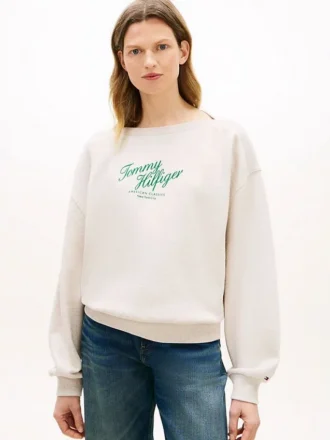 Bluza z logo w stylu script i dekoltem w łódkę