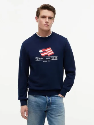 Bluza z okrągłym dekoltem i falistym logo