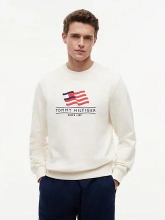 Bluza z okrągłym dekoltem i falistym logo