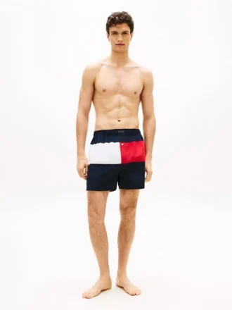 Bokserki z tkaniny z logo w kształcie flagi w stylu colorblock