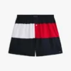 Bokserki z tkaniny z logo w kształcie flagi w stylu colorblock Bokserki z tkaniny z logo w kształcie flagi w stylu colorblock