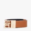 Dwustronny skórzany pasek z klamrą z monogramem