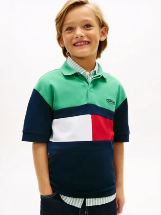 Dziecięca koszulka polo w stylu rugby z kontrastowymi wstawkami Dziecięca koszulka polo w stylu rugby z kontrastowymi wstawkami