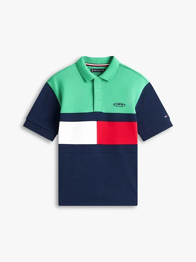 Dziecięca koszulka polo w stylu rugby z kontrastowymi wstawkami Dziecięca koszulka polo w stylu rugby z kontrastowymi wstawkami