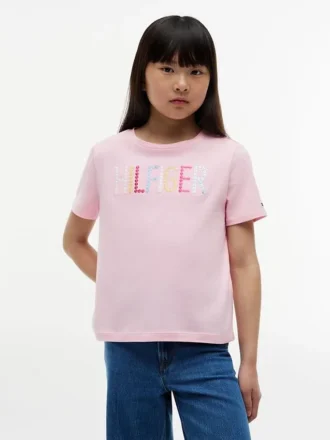 Dziecięca koszulka z cekinowym logo Hilfiger