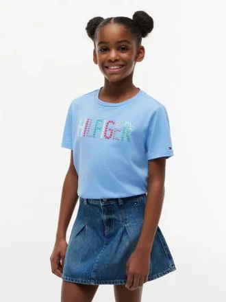 Dziecięca koszulka z cekinowym logo Hilfiger
