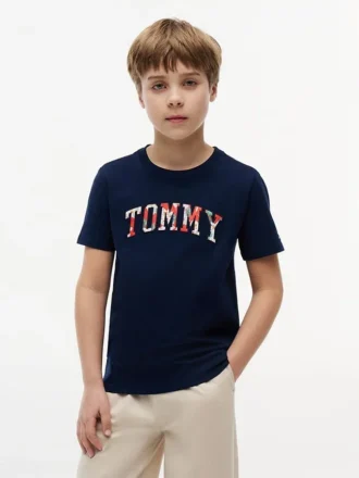 Dziecięca koszulka z kwiatowym logo Tommy