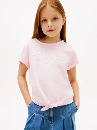 Dziecięca koszulka z logo Hilfiger wiązana z przodu