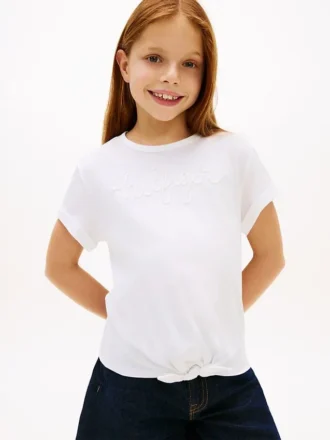 Dziecięca koszulka z logo Hilfiger wiązana z przodu