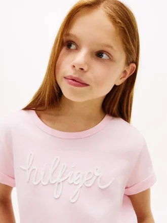 Dziecięca koszulka z logo Hilfiger wiązana z przodu