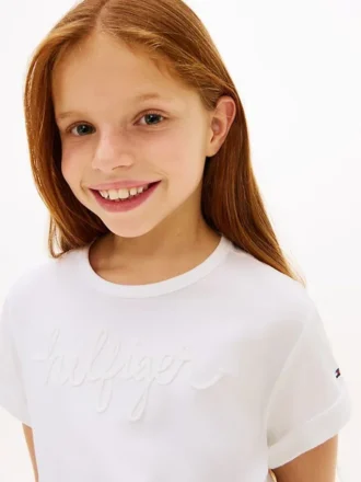 Dziecięca koszulka z logo Hilfiger wiązana z przodu