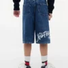 Dziecięce luźne szorty jeansowe z nadrukiem graffiti Dziecięce luźne szorty jeansowe z nadrukiem graffiti