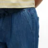 Dziecięce spodnie z szerokimi nogawkami z tkaniny typu chambray
