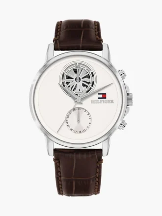 Elegancki zegarek z paskiem skórzanym 40 mm