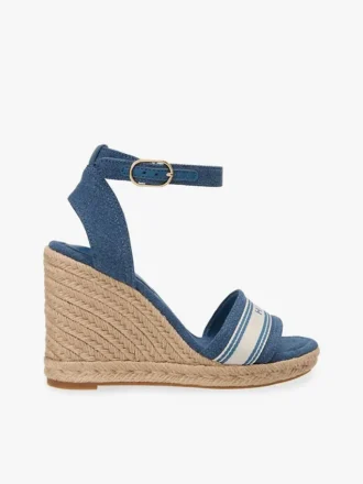 Espadryle na koturnie z logo z tkaniny