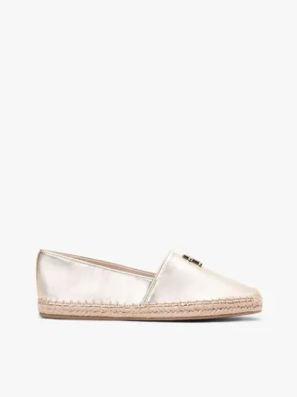 Espadryle TH Monogram z metalicznej skóry