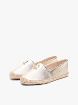 Espadryle TH Monogram z metalicznej skóry