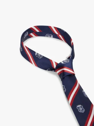 Jedwabny krawat w paski z monogramem Jedwabny krawat w paski z monogramem