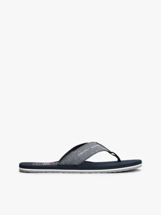 Klapki z lnu typu chambray