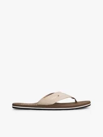 Klapki z lnu typu chambray