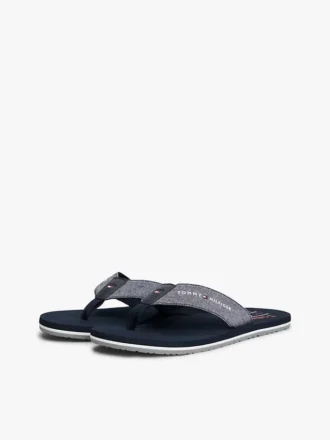 Klapki z lnu typu chambray