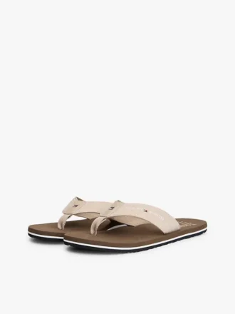 Klapki z lnu typu chambray