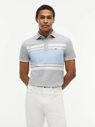 koszulka polo slim fit z elastycznego pikowanego materiau w paski 1 4 330x440 - Koszulka polo Slim Fit z elastycznego pikowanego materiału w paski